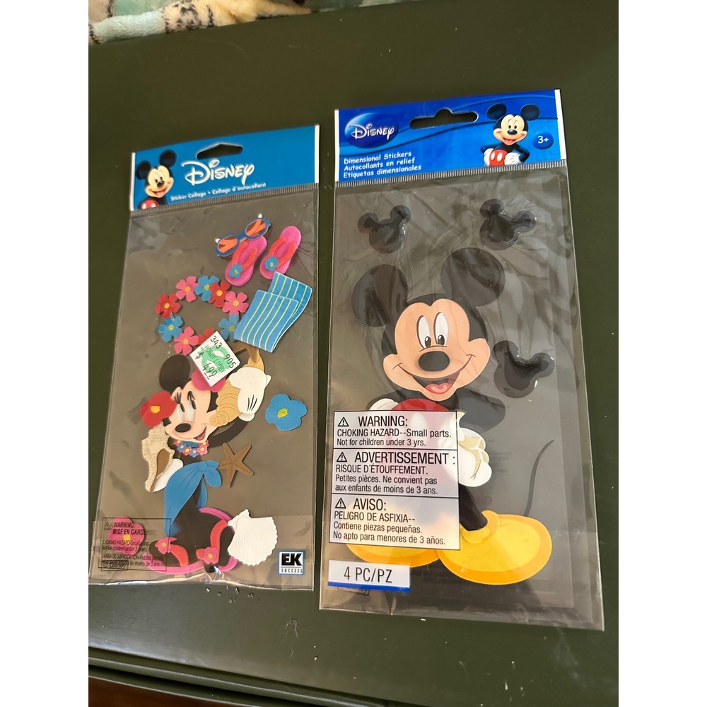 Disney Mickey Minnie Mouse Dimensional Stickers 2 Pk New Tropical Beach 3D Craft